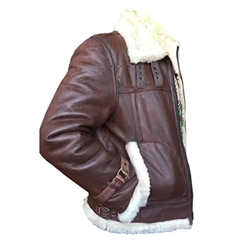 Flying Pilot Bomber Brown Sheepskin Leather Jacket