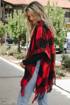 Francis Buffalo Check Tassel Poncho