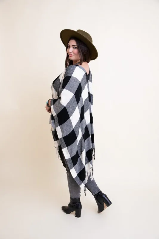 Francis Buffalo Check Tassel Poncho