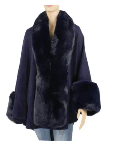 Fur trimmed poncho