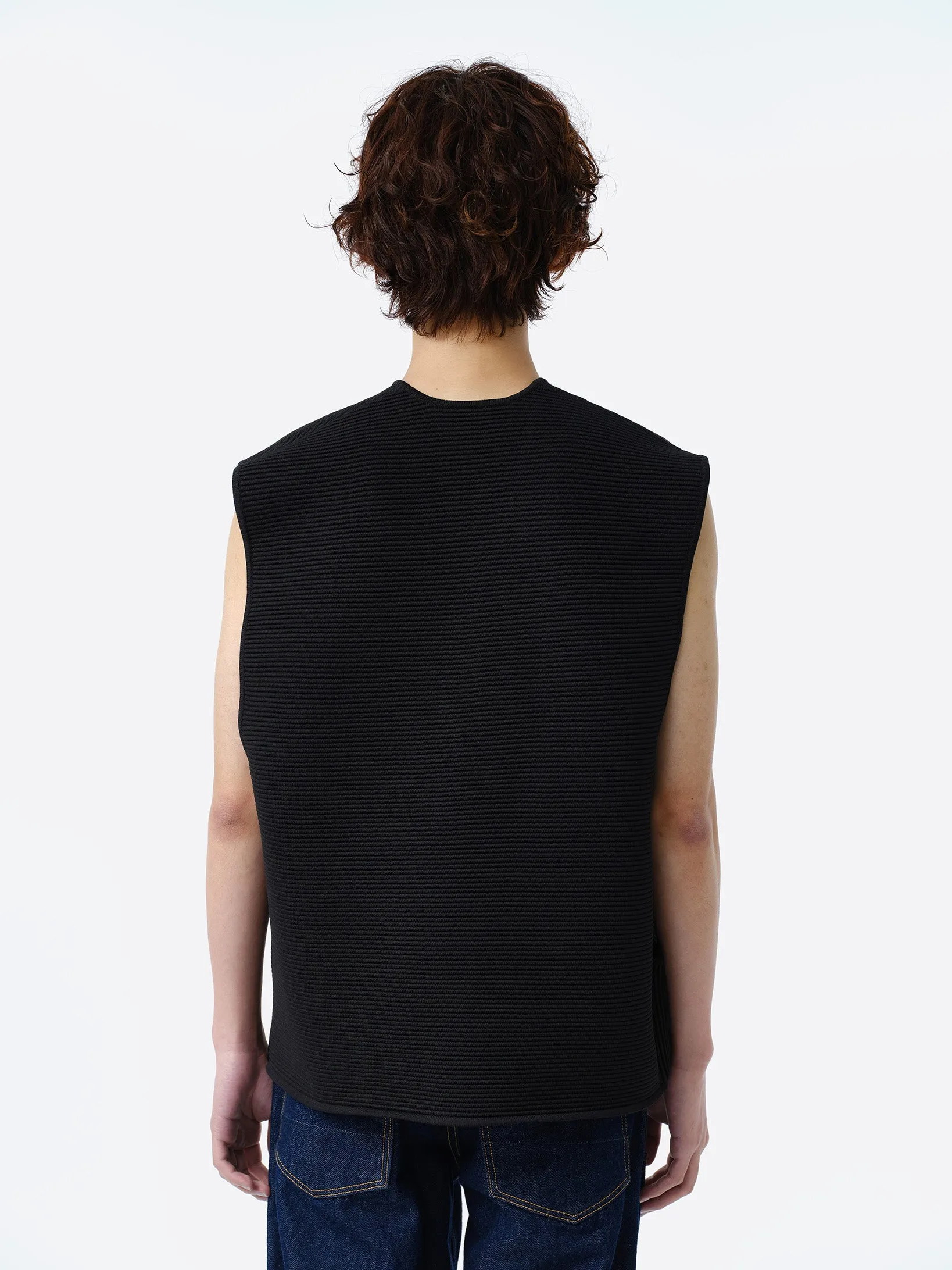 FURROW KNIT VEST .11【BLACK】