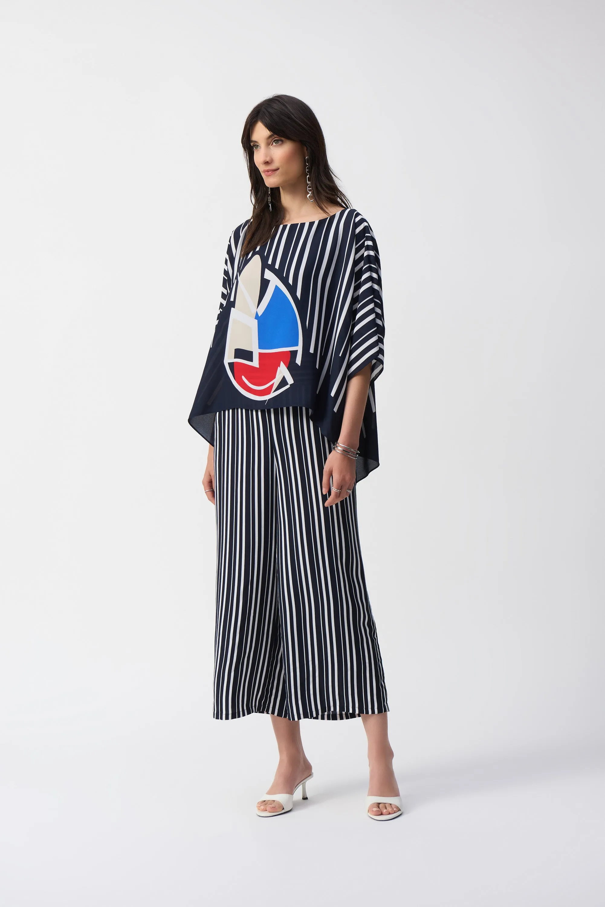 Georgette Abstract Print Poncho Top