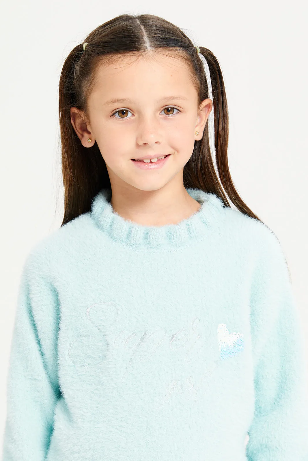 Girls Mint Embellished Pullover