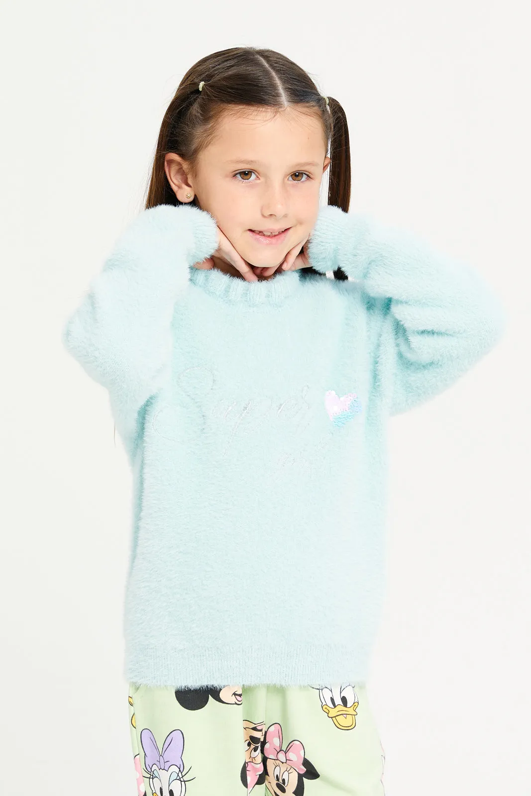 Girls Mint Embellished Pullover