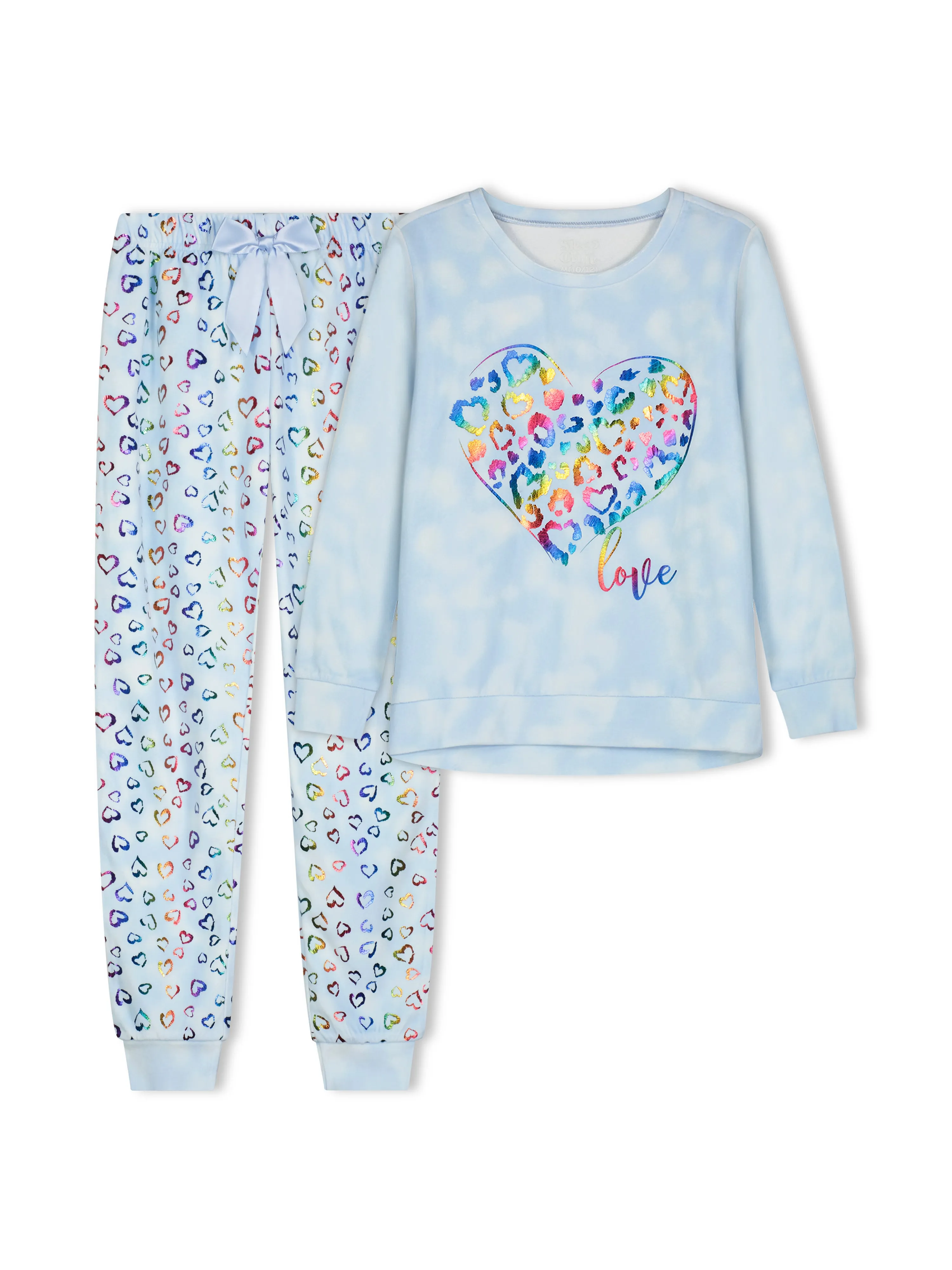 Girls Rainbow Love Velour 2-Piece Pajama Pant Sleep Set