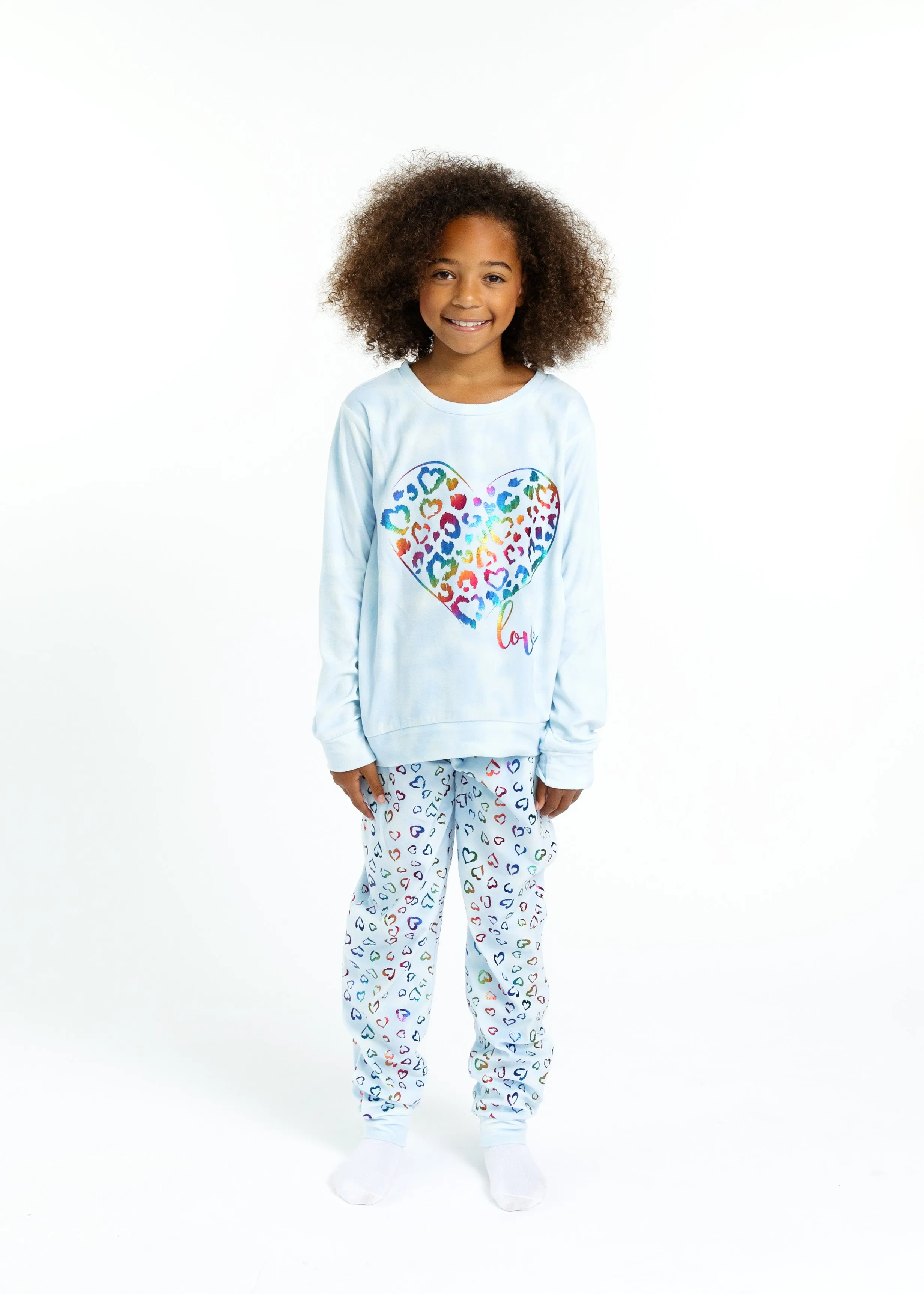 Girls Rainbow Love Velour 2-Piece Pajama Pant Sleep Set