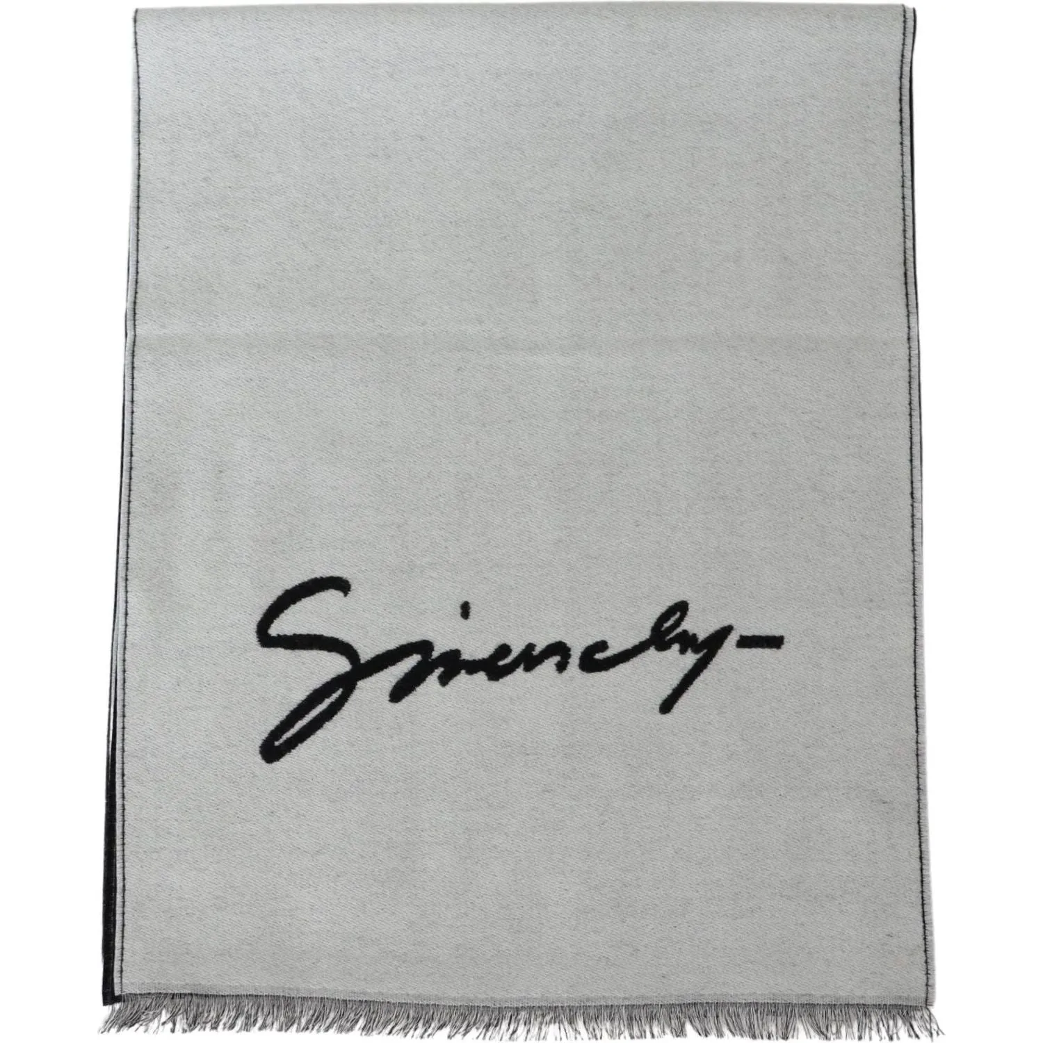 Givenchy Elegant Monochrome Wool-Silk Blend Scarf