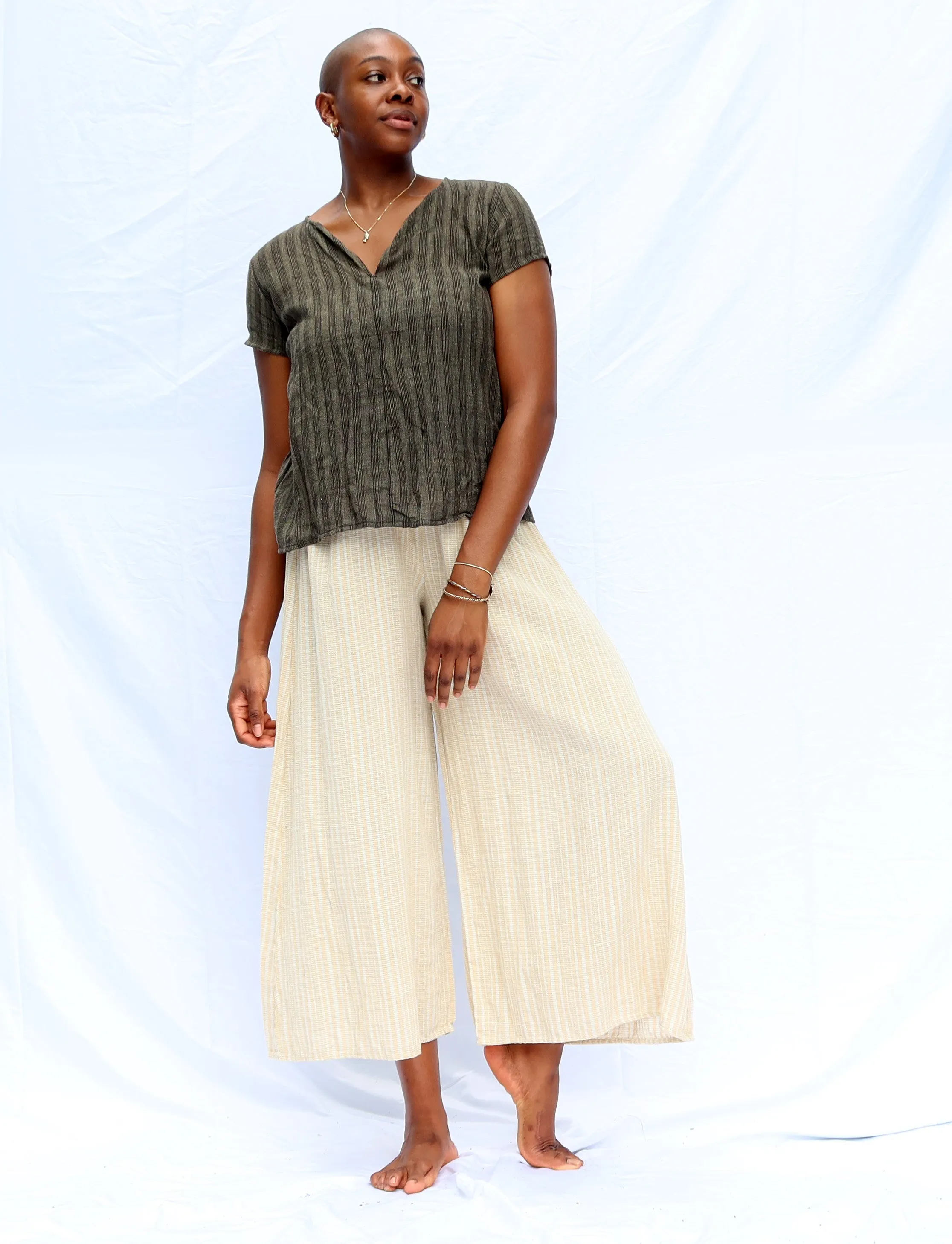 Handwoven - Everyday Low Rise Palazzo Pedal Pushers