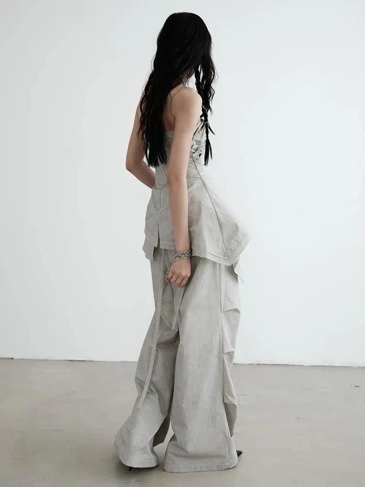 Hantuki Drawstring Layered Pants