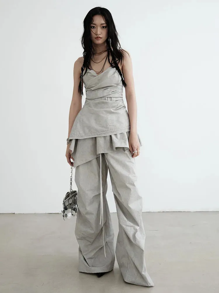 Hantuki Drawstring Layered Pants