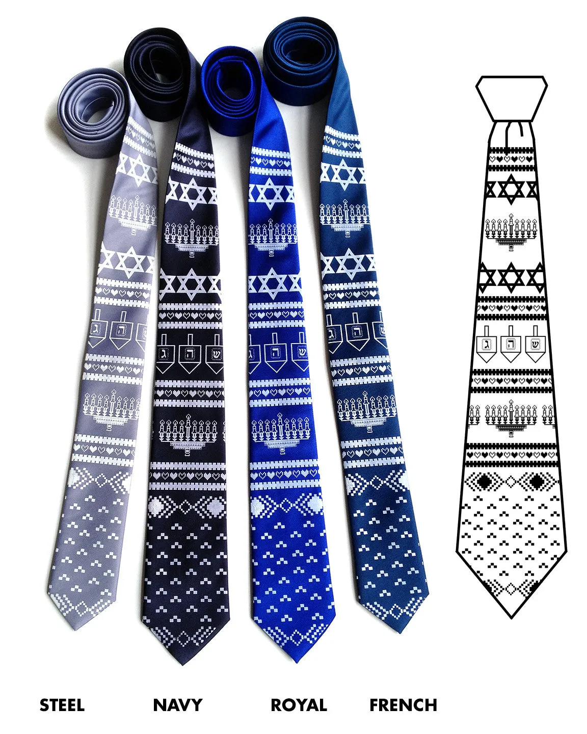 Hanukkah Necktie. Ugly Hanukkah Sweater tie