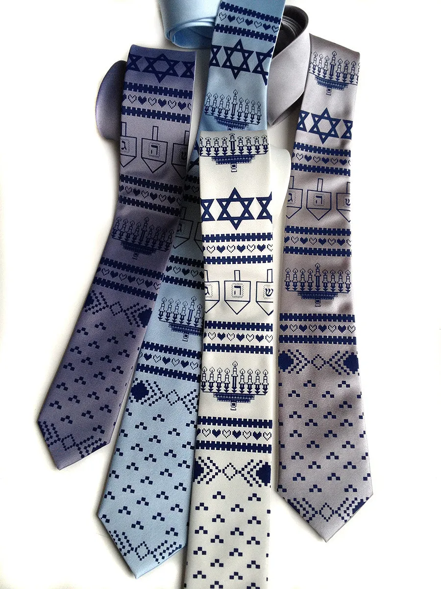 Hanukkah Necktie. Ugly Hanukkah Sweater tie