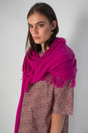 Harpers Emporium Cashmere Fringe Scarf in Boysenberry