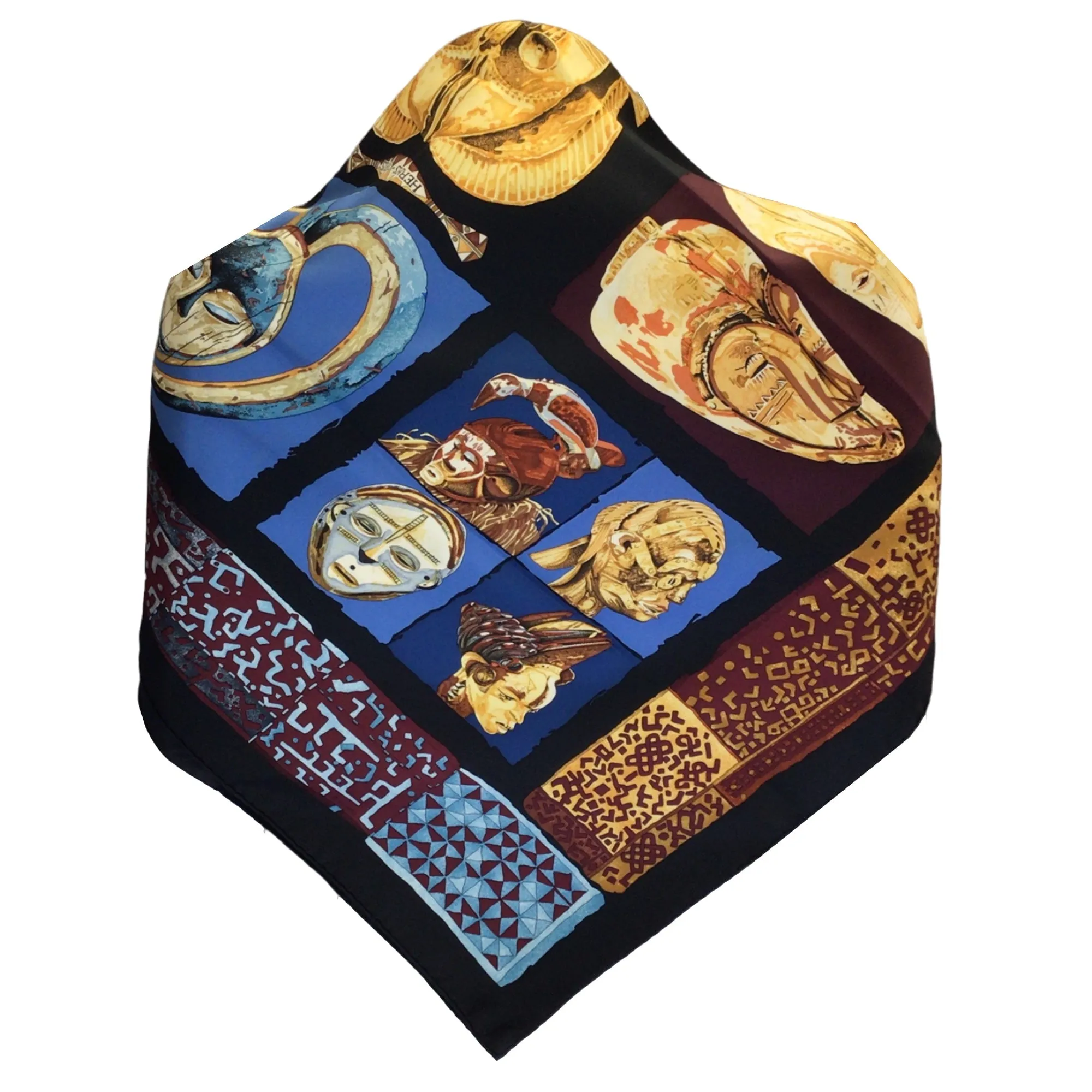 Hermes Black Multi Persona Square Silk Twill Scarf