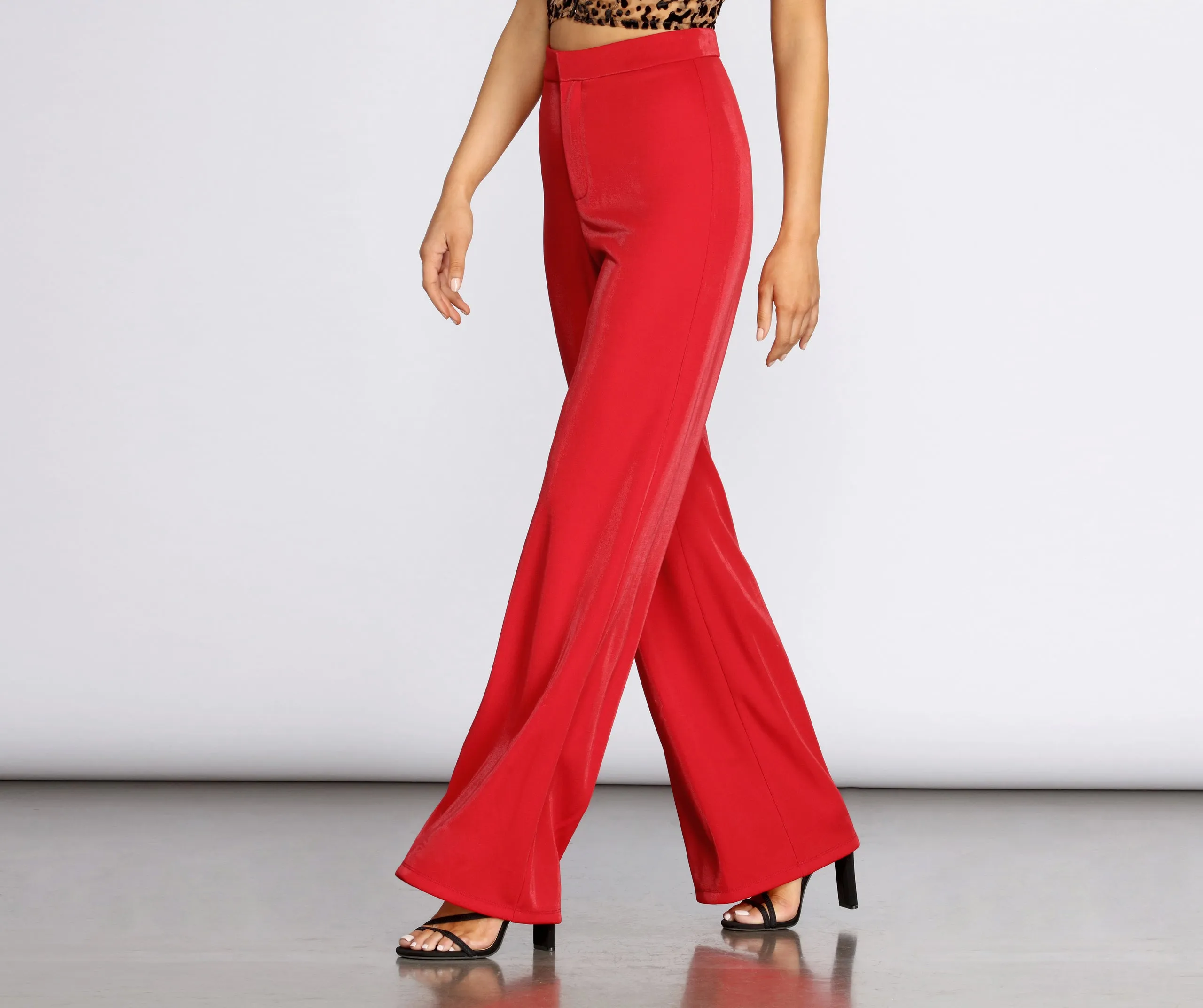 High Waist Shimmer Crepe Pants