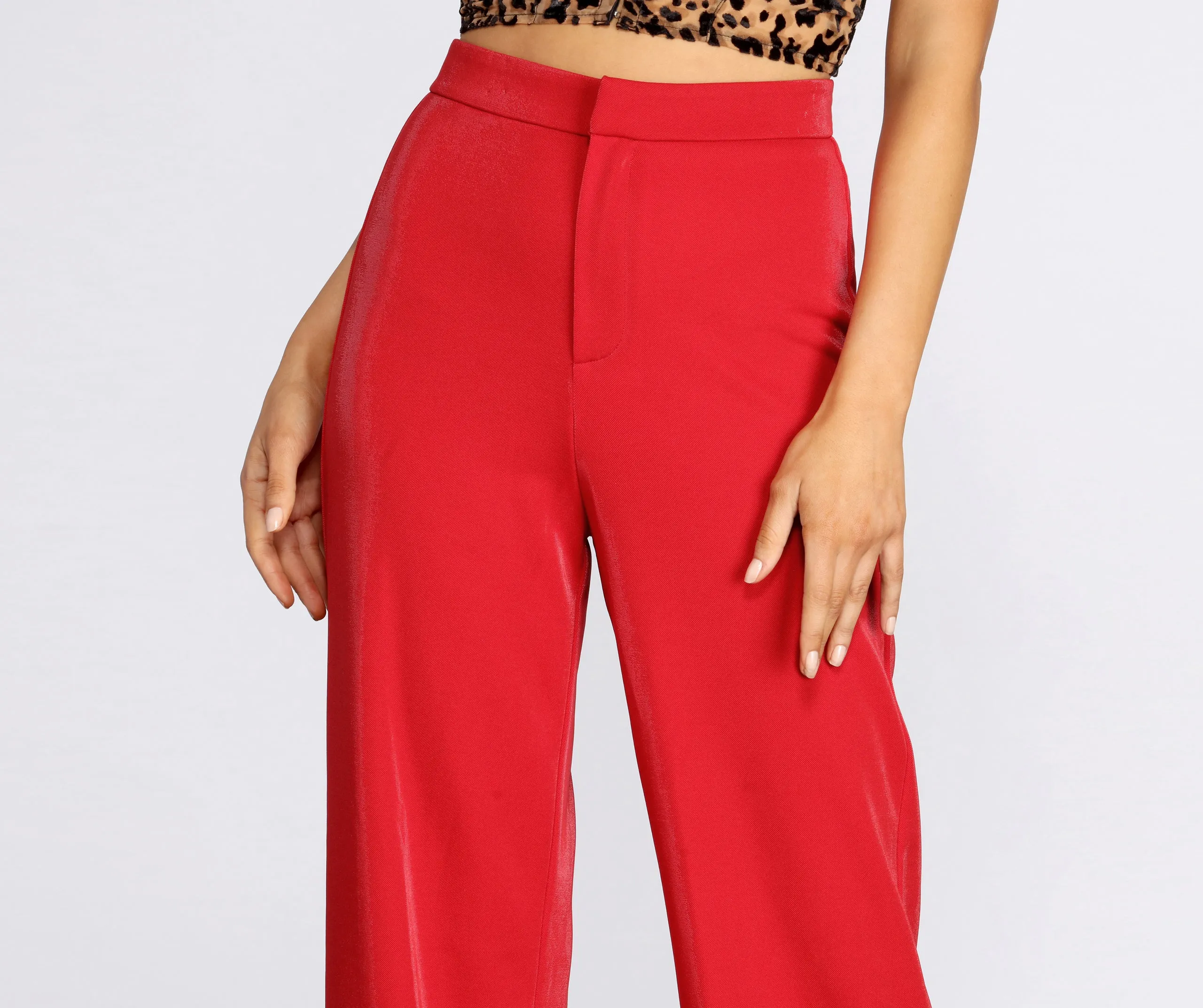 High Waist Shimmer Crepe Pants