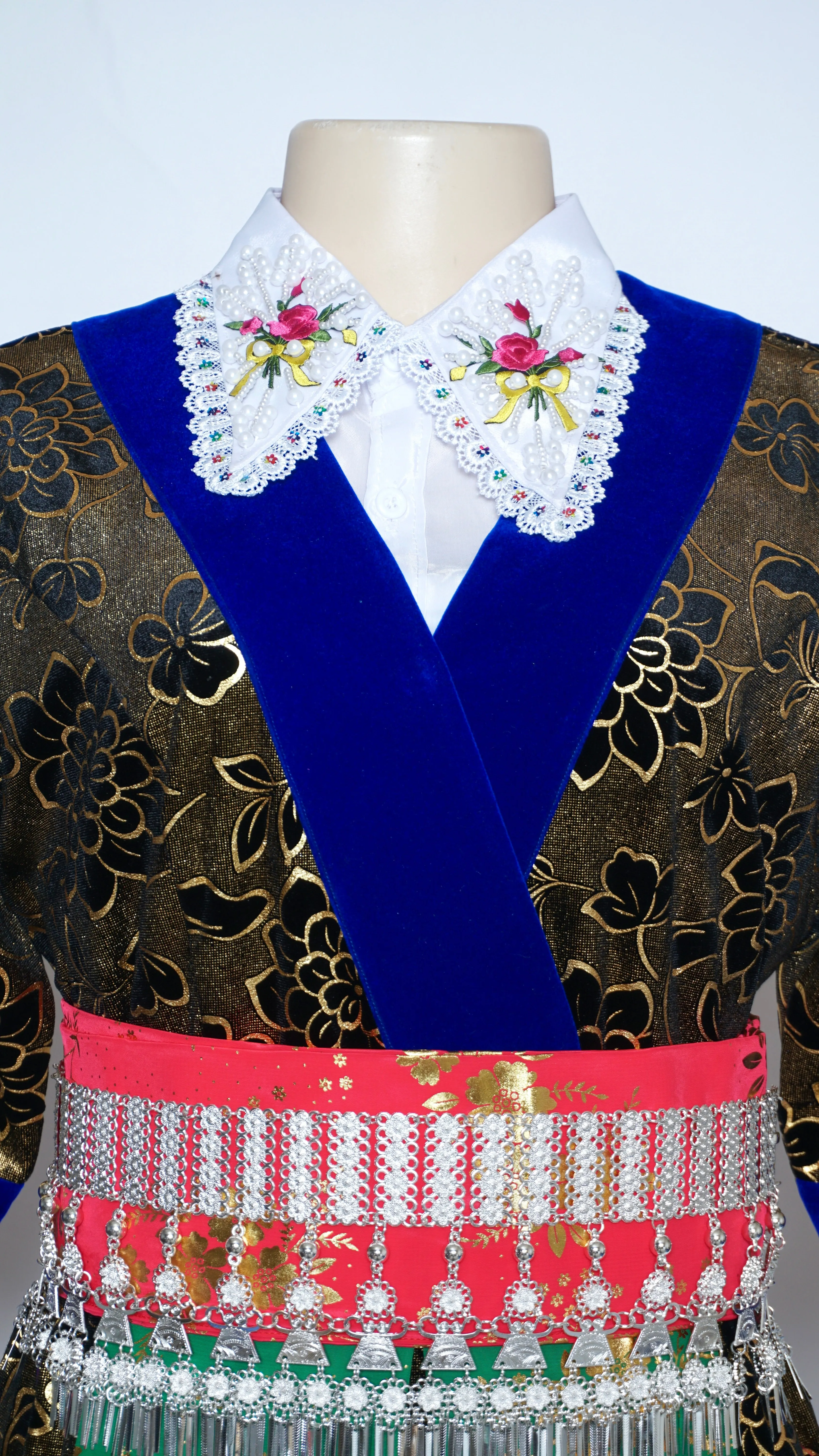 Hmong Xeev Gold Floral Velvet