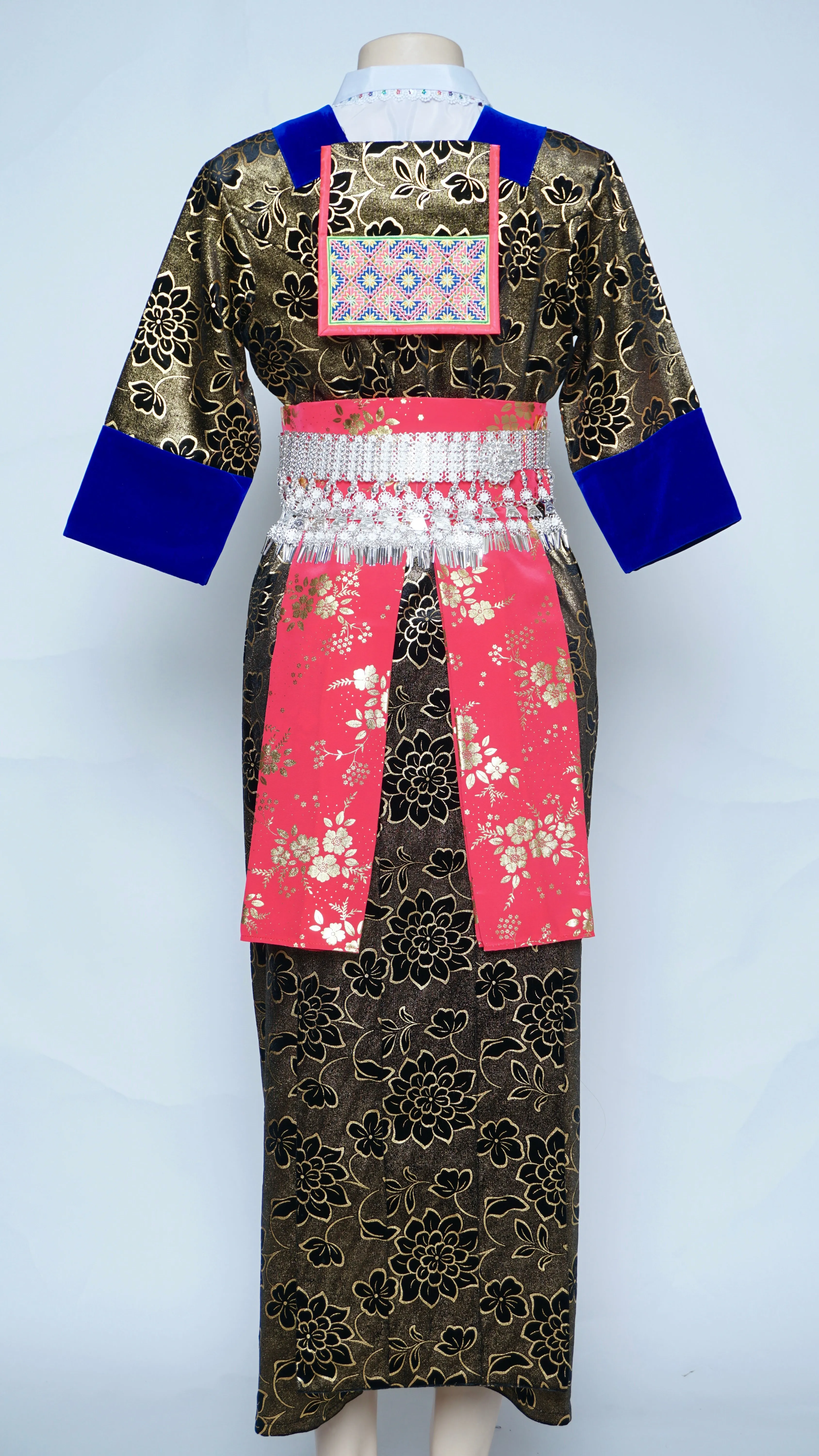 Hmong Xeev Gold Floral Velvet