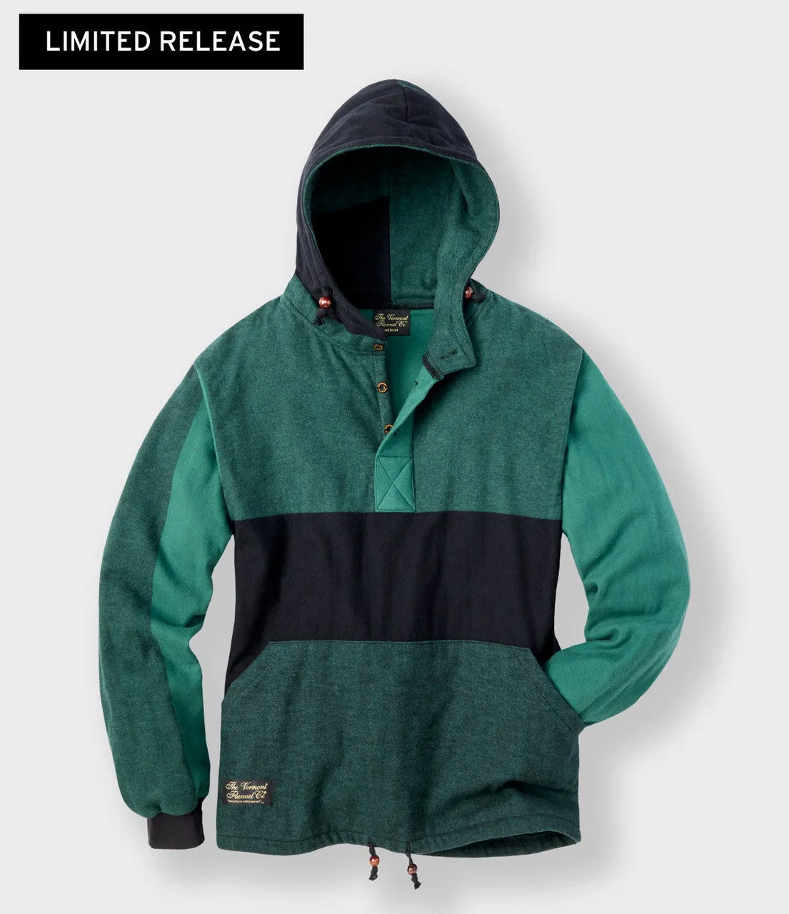 Hooded Flannel Pullover - Evergreen