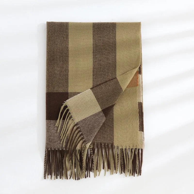 Imitation cashmere scarf autumn and winter thickening warm scarf plaid print autumn and winter scarf women