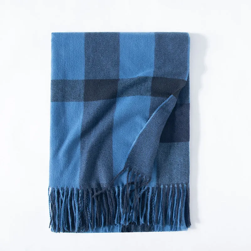 Imitation cashmere scarf autumn and winter thickening warm scarf plaid print autumn and winter scarf women