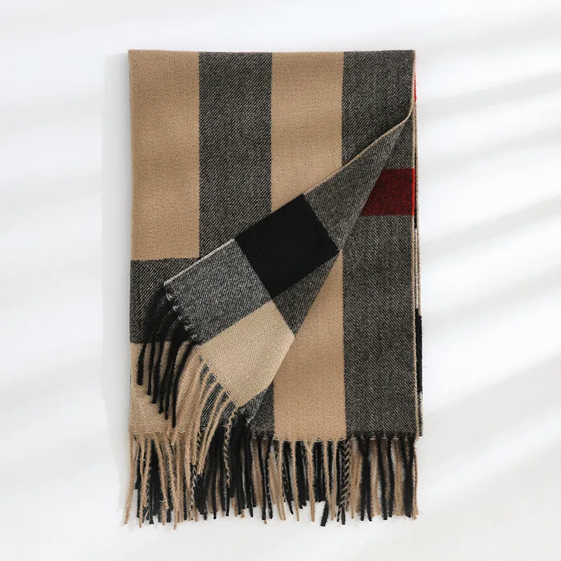 Imitation cashmere scarf autumn and winter thickening warm scarf plaid print autumn and winter scarf women