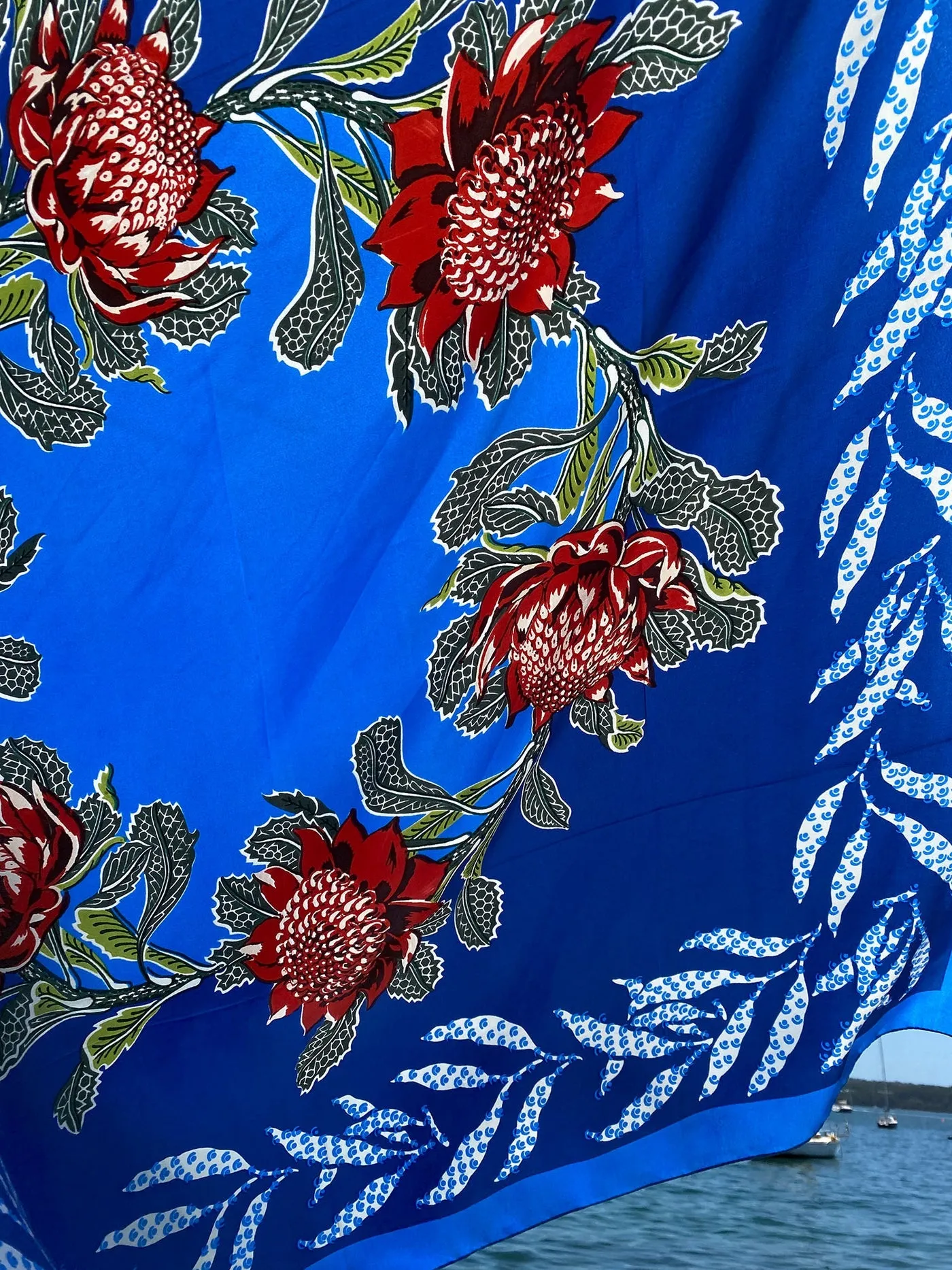 Imperial Waratah Cobalt Silk Scarf