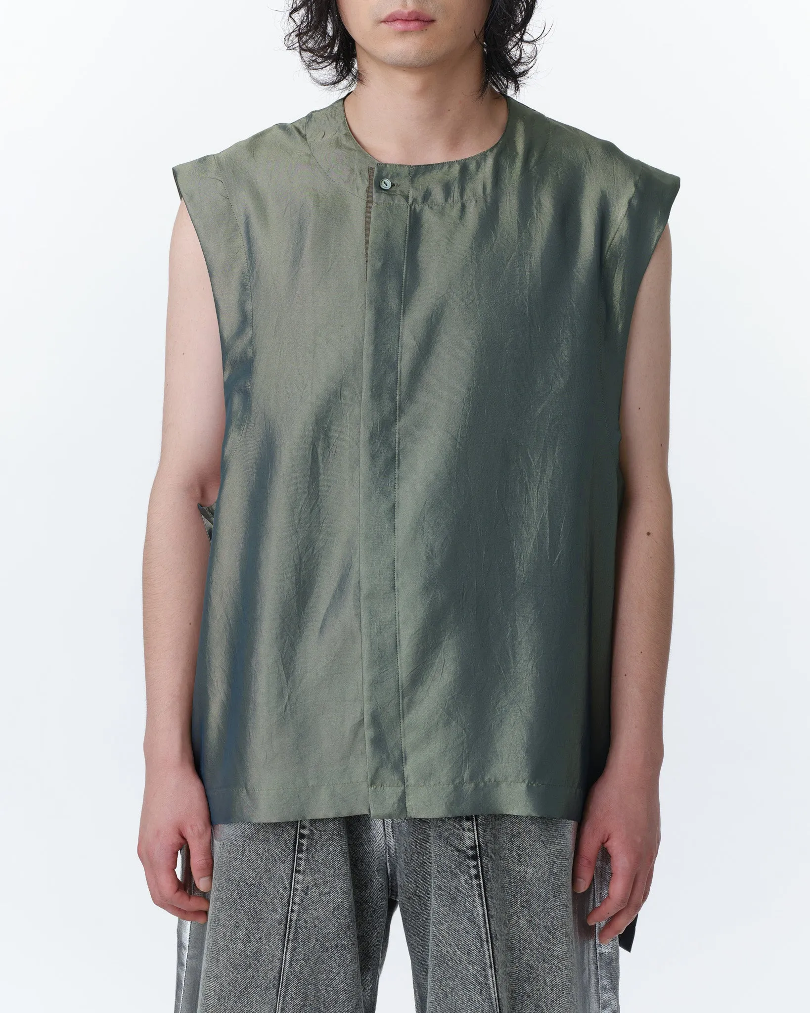 IRIDESCENT FARMERS VEST .11 【GLOSS BEIGE】