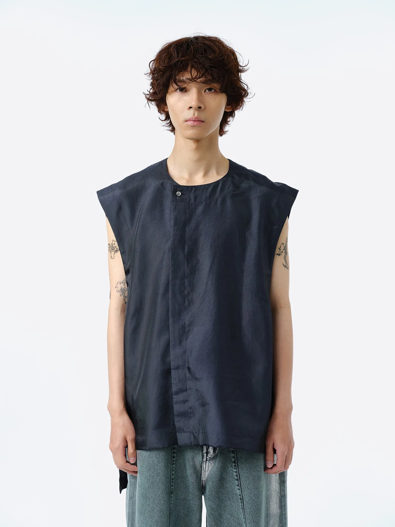 IRIDESCENT FARMERS VEST .11 【NIGHT NAVY】