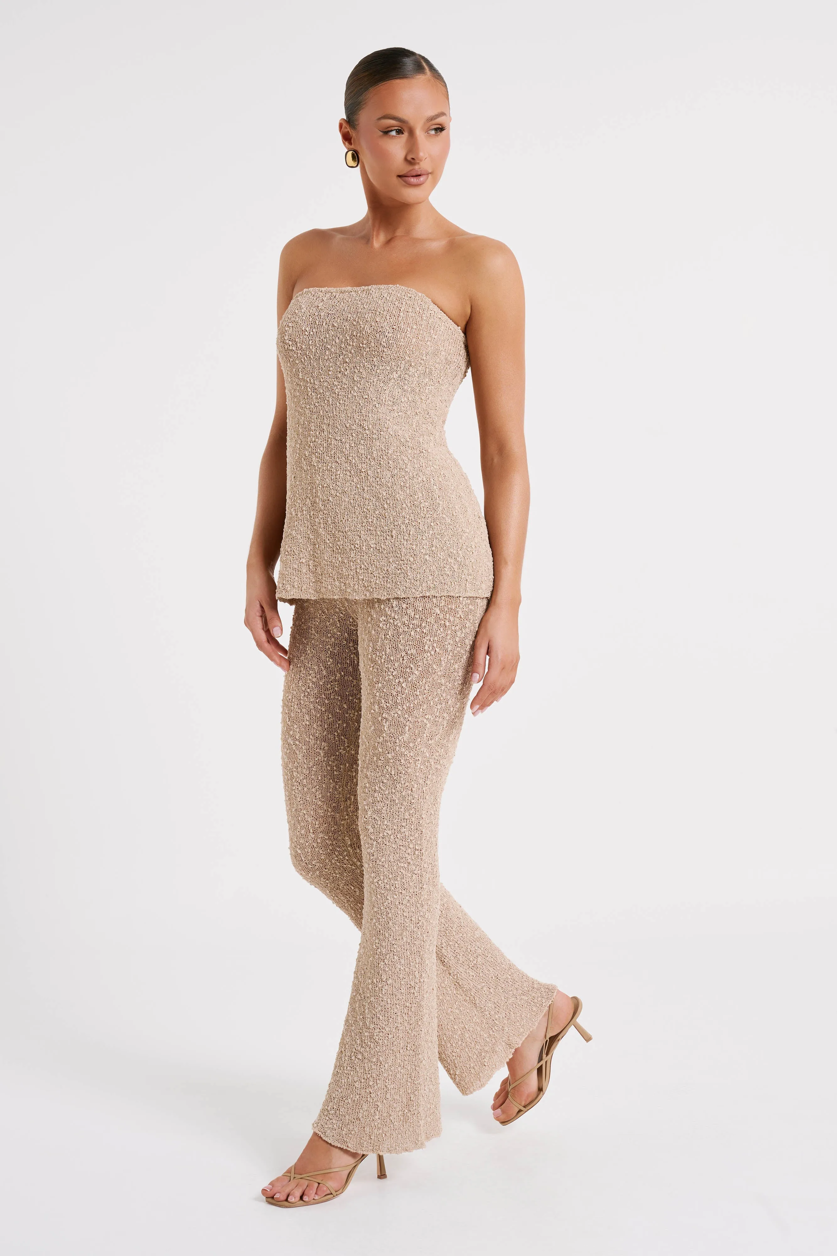 Irma Strapless Boucle Top - Wheat