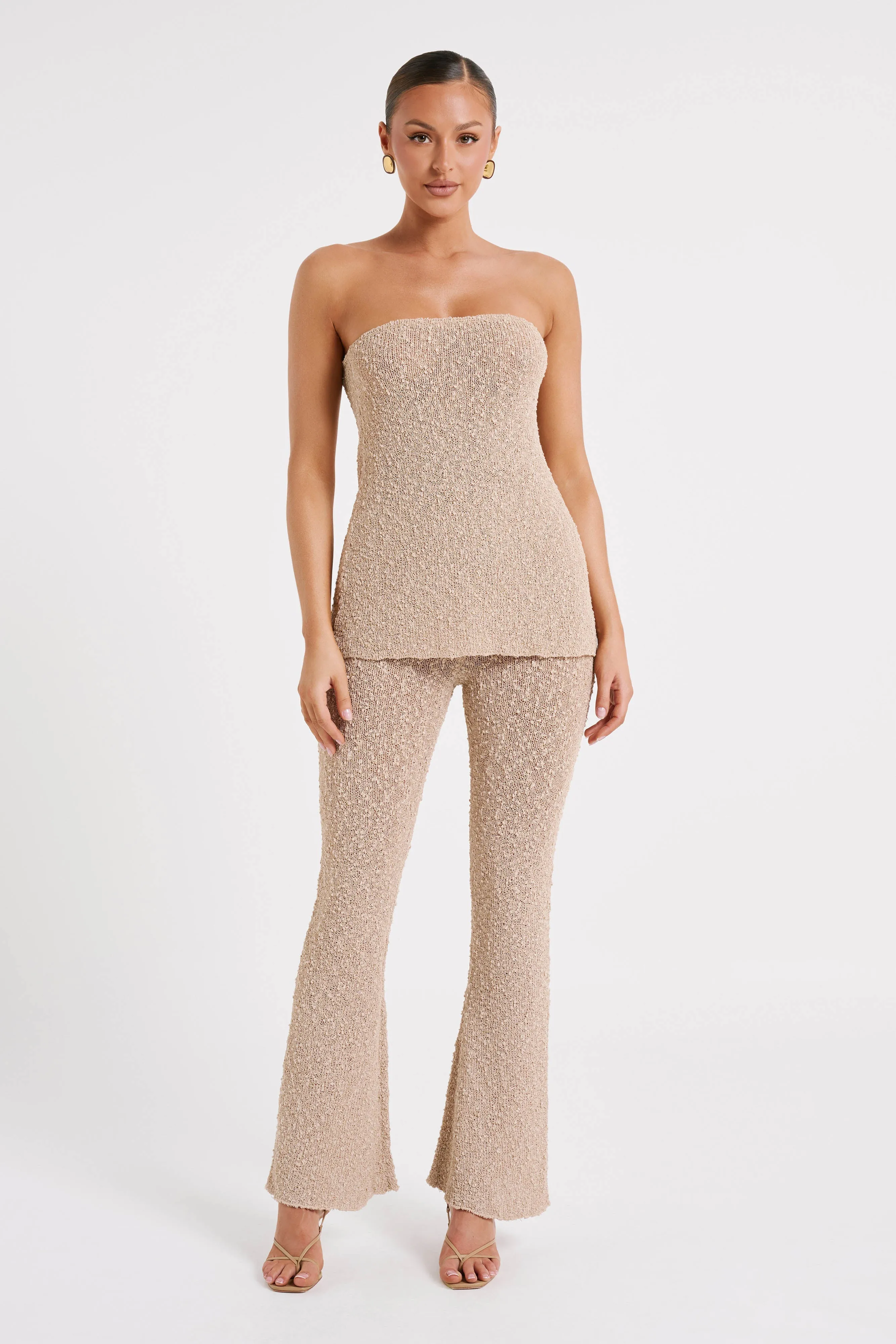 Irma Strapless Boucle Top - Wheat