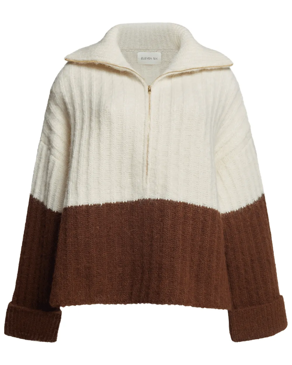 Ivory Cocoa Uma Color Block Poncho