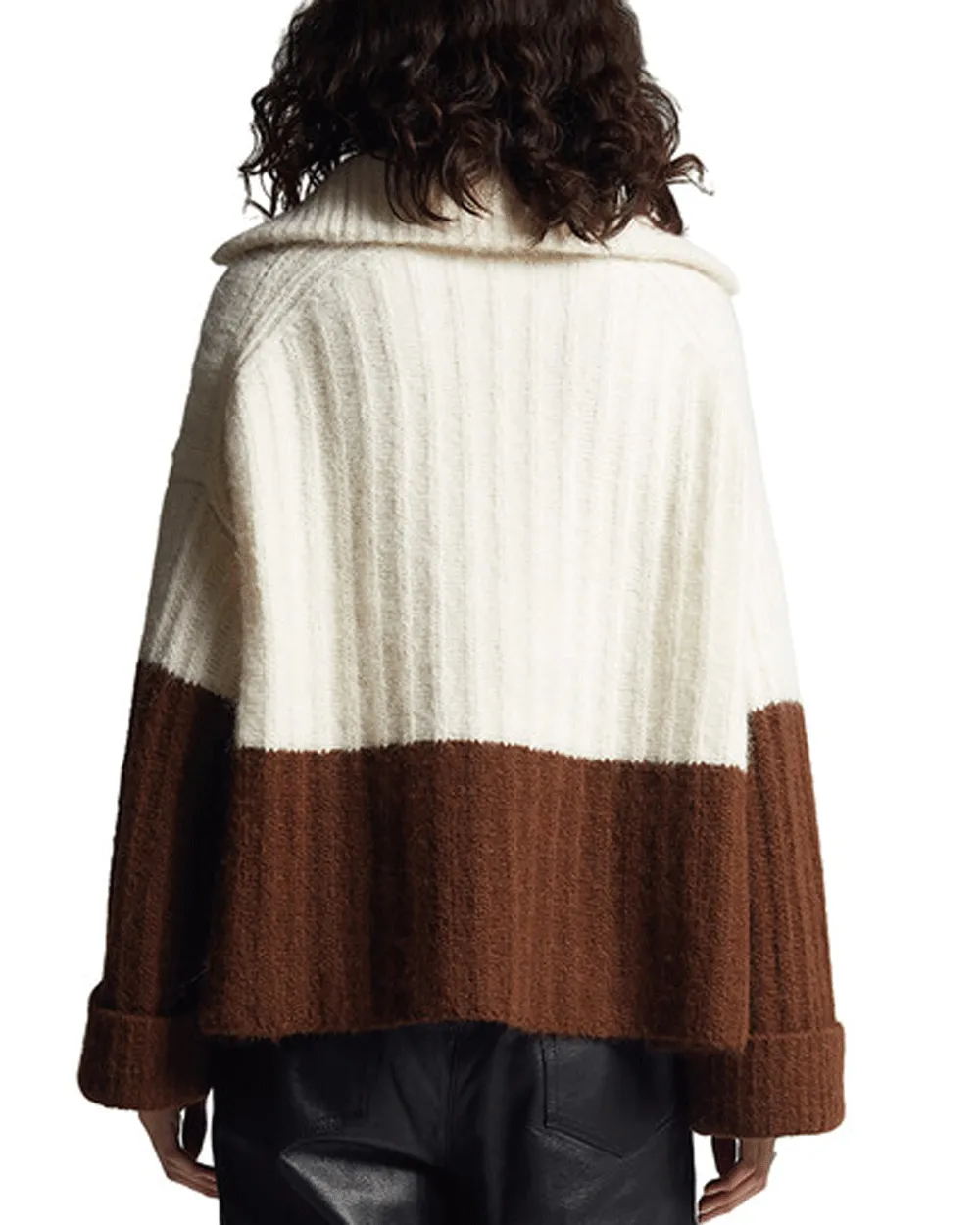 Ivory Cocoa Uma Color Block Poncho