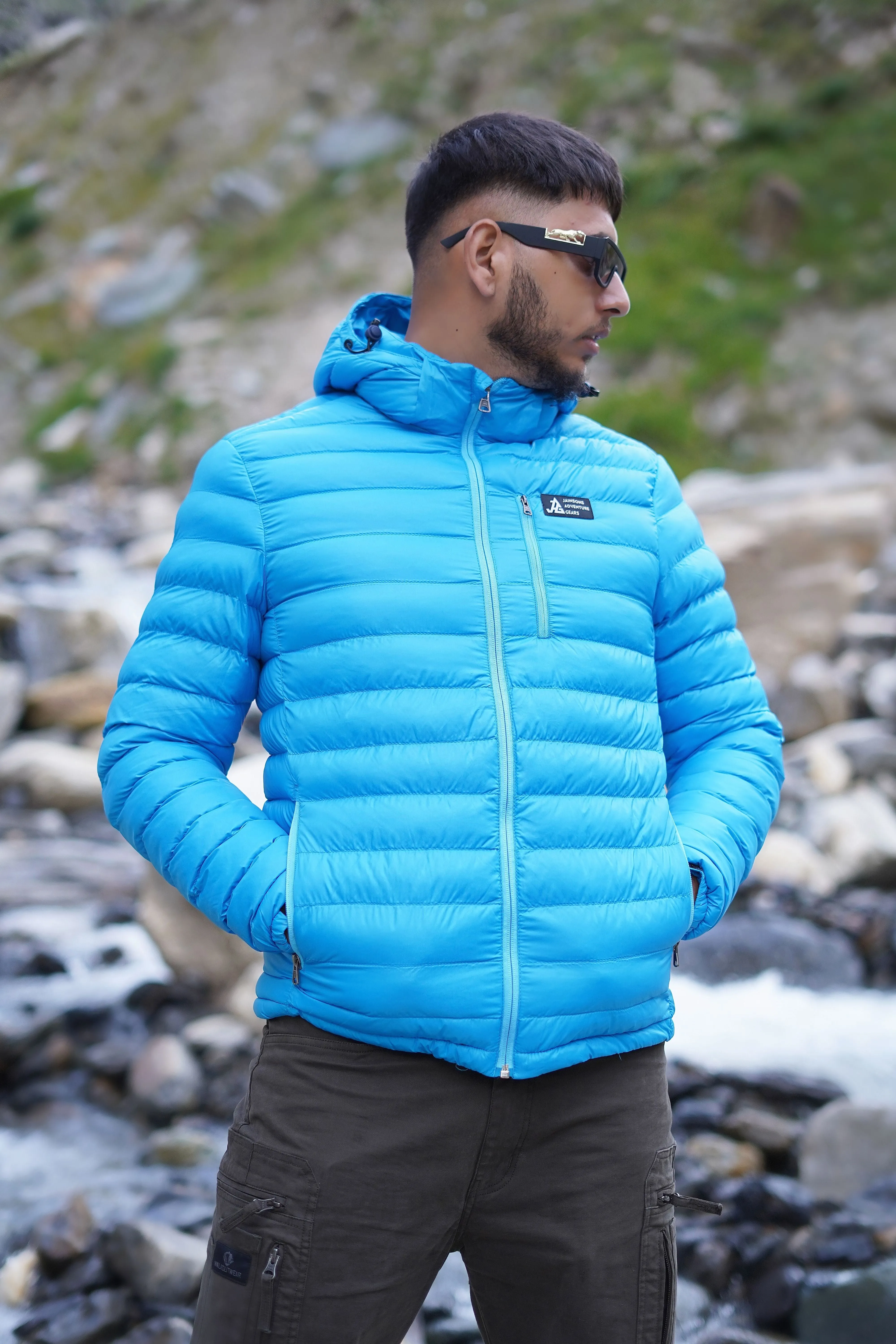 JAG Mt. Elbrus Quilted Snow Jacket | Minus 10 Jacket | Super Soft Nylon Fabric | Ultra Light Series | Ice Blue