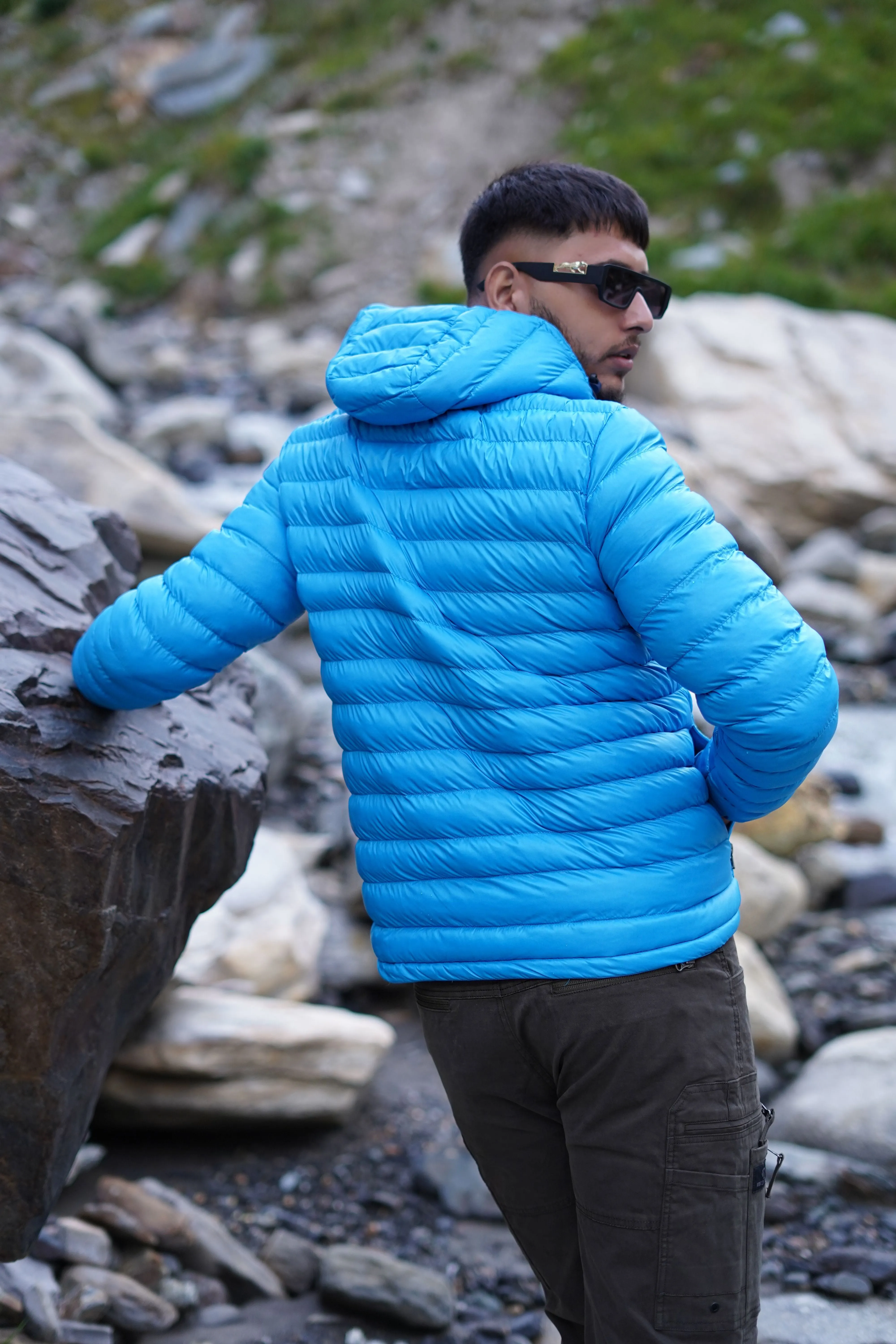 JAG Mt. Elbrus Quilted Snow Jacket | Minus 10 Jacket | Super Soft Nylon Fabric | Ultra Light Series | Ice Blue