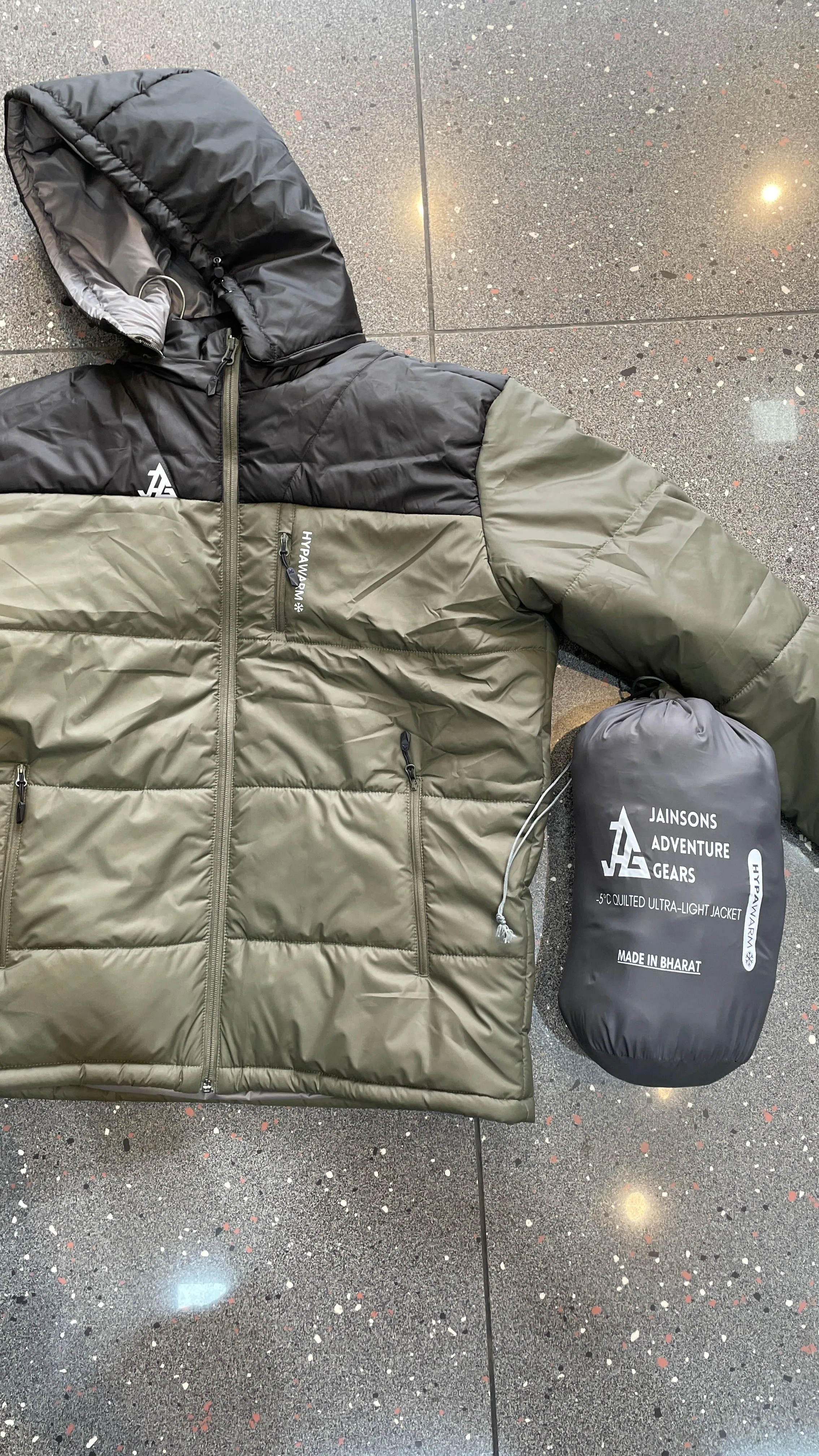 JAG Zanskar Series Ultra Light Minus 5 Quilted Jacket | Polyfill Jacket | Puffer Jacket | Olive-Black