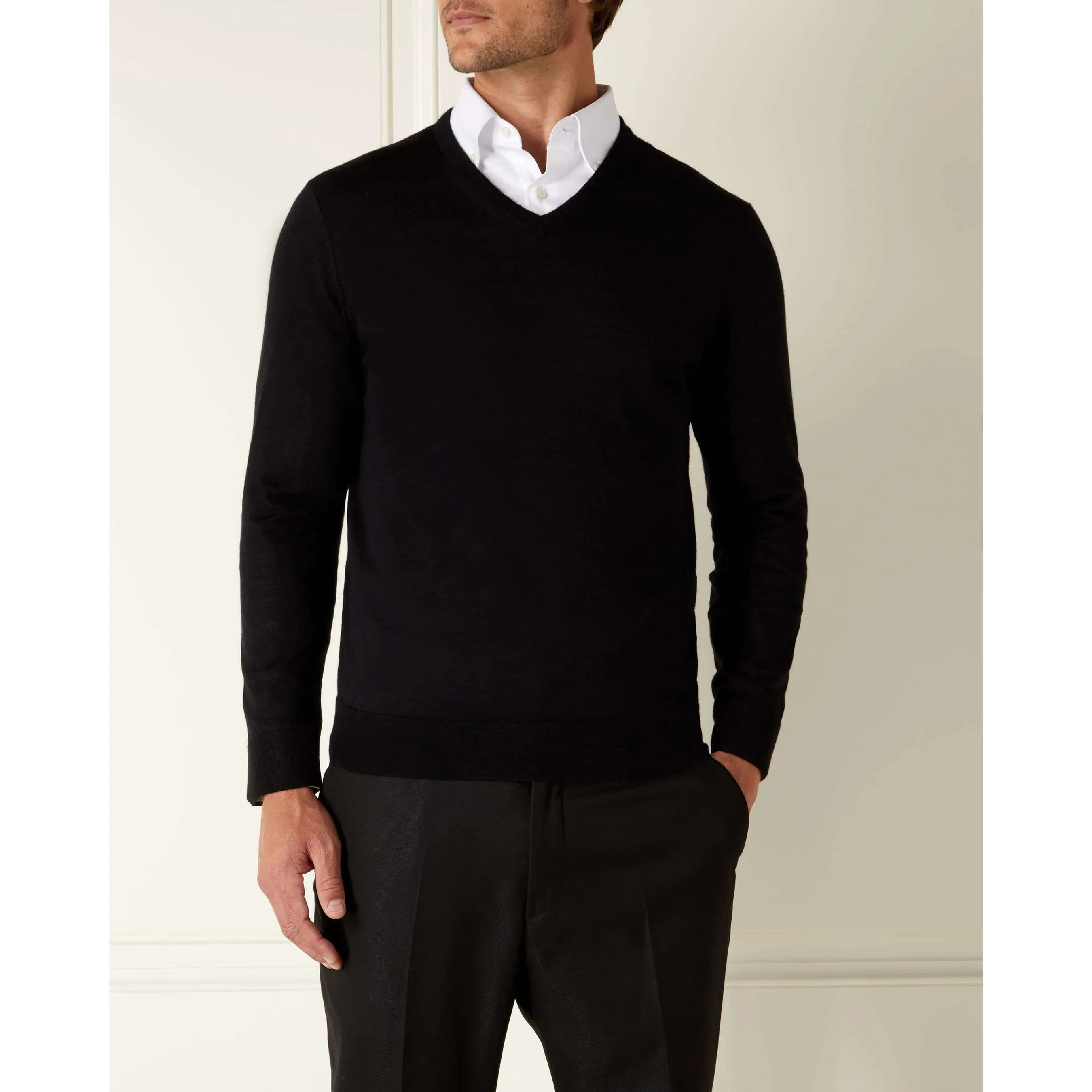 James Bond Black Cashmere/Silk V Neck Sweater - Goldfinger Limited Edition - By N.Peal