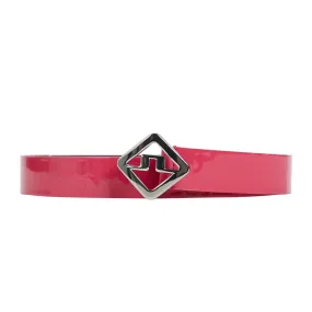 J.Lindeberg Women's Diana High Shine Leather Golf Belt - Rose Red