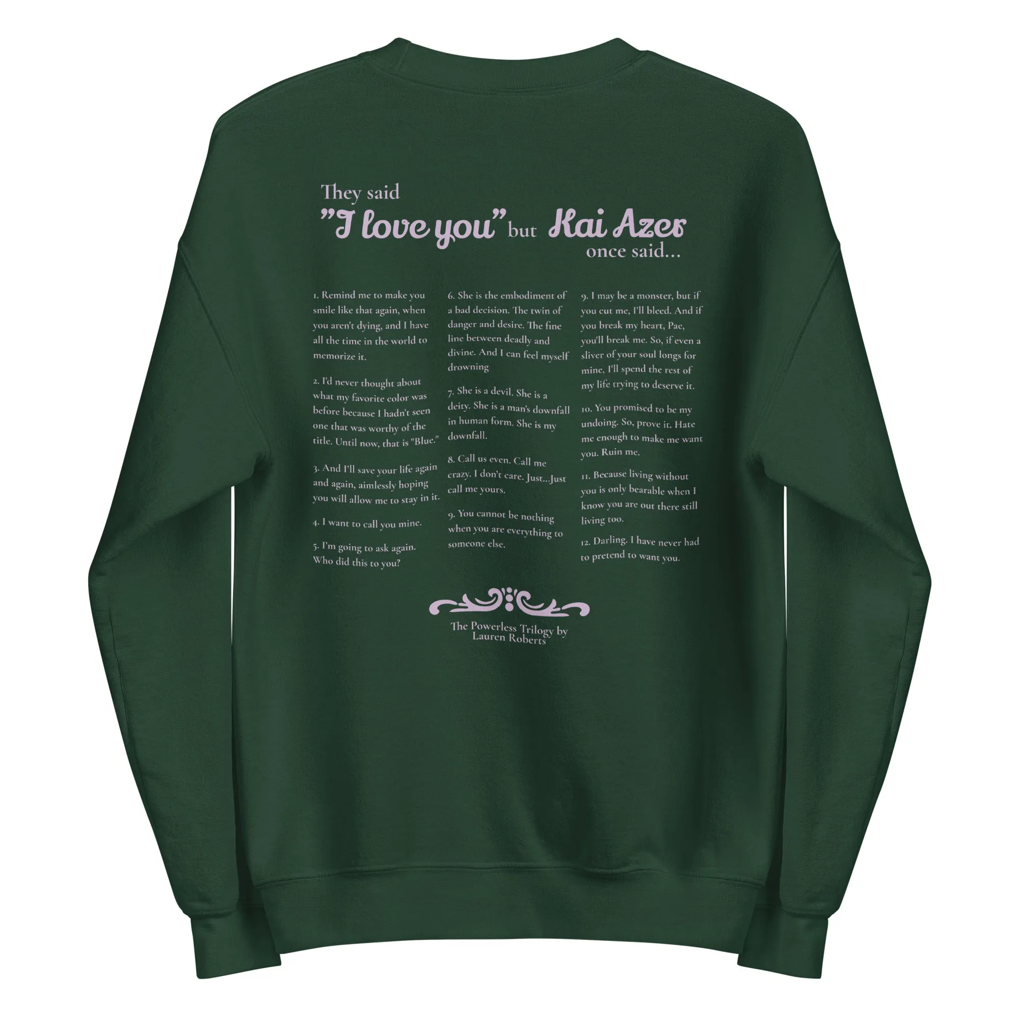 Kai Azer Book Quotes Embroidered Sweatshirt