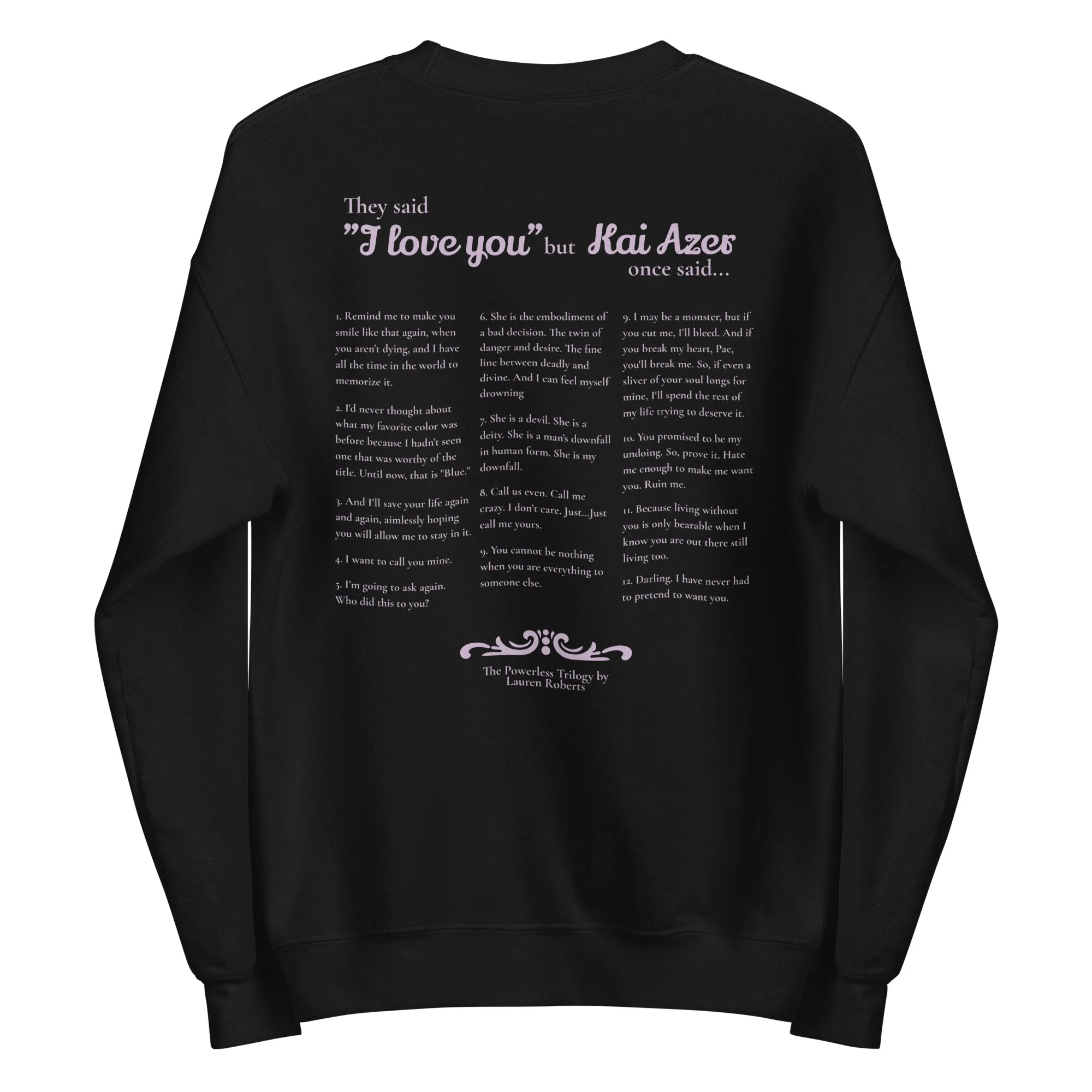 Kai Azer Book Quotes Embroidered Sweatshirt