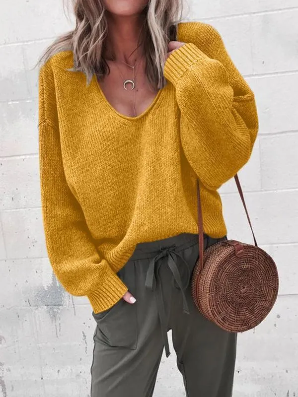 Kakimoda Oversized Knitted V-Neck  Pullovers