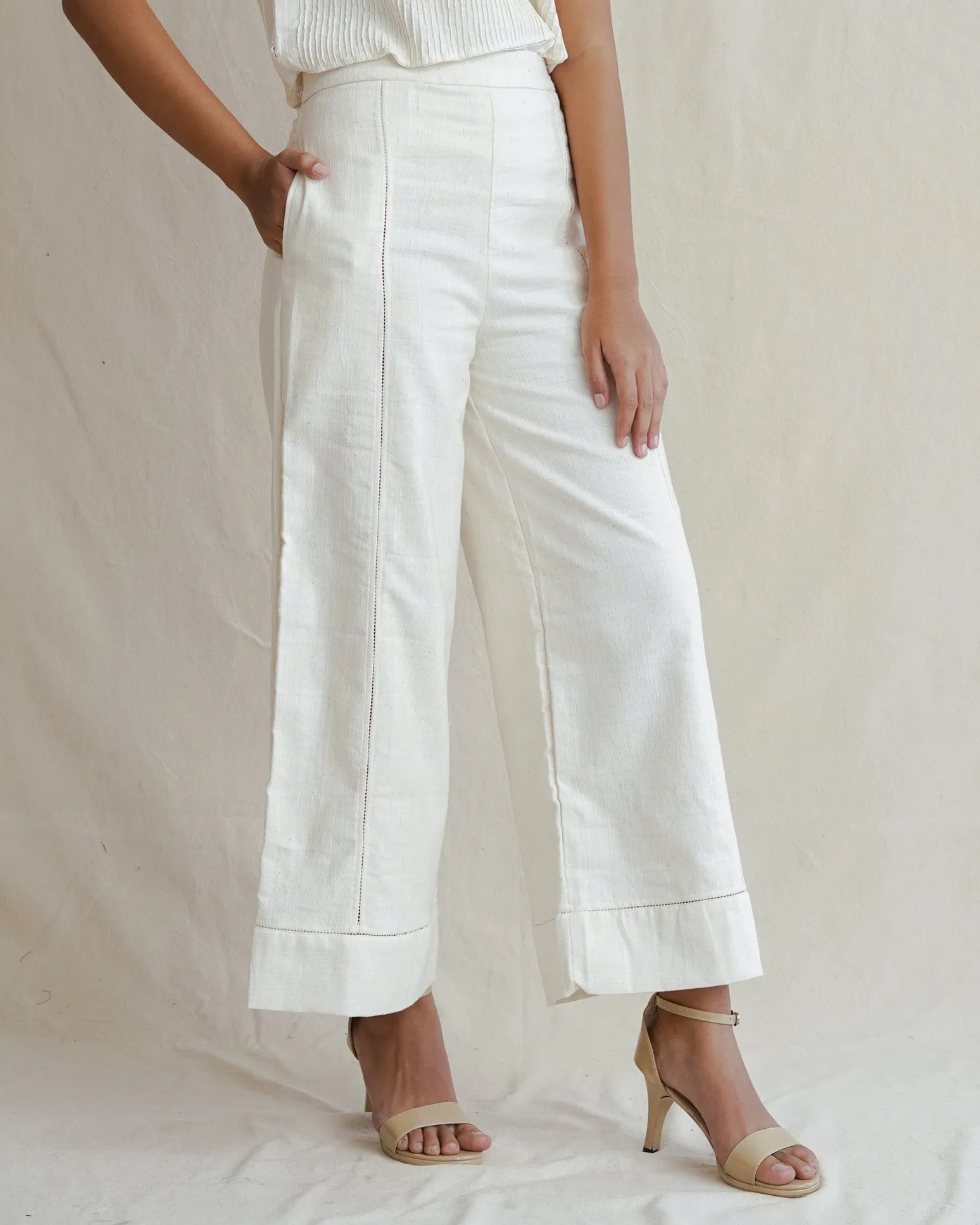 KAPAS - Hemstitched Wide Leg Pants