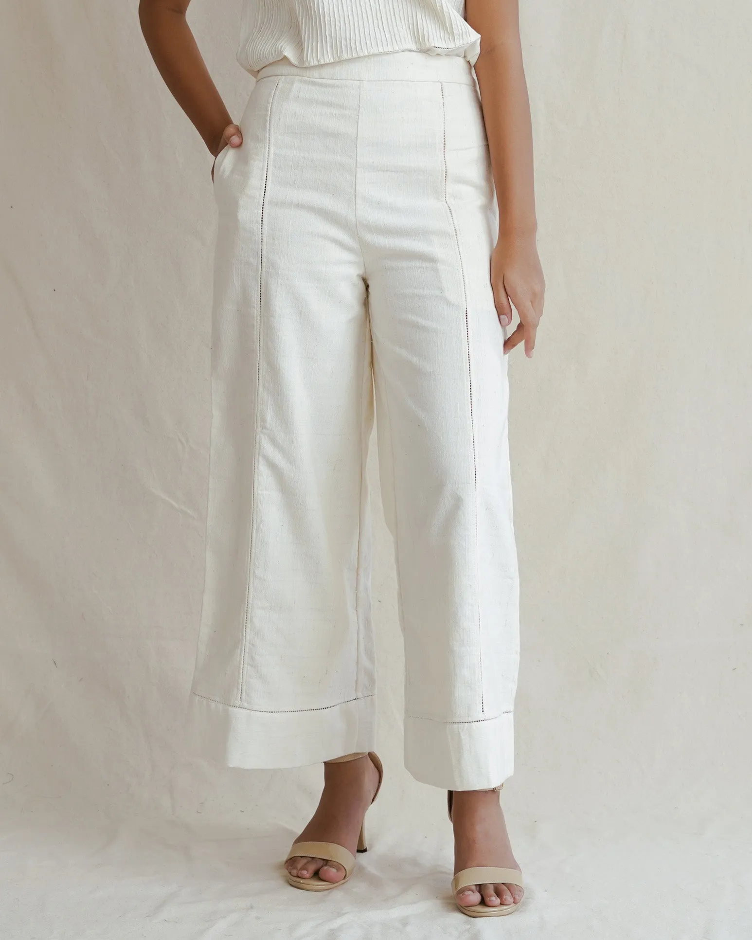 KAPAS - Hemstitched Wide Leg Pants