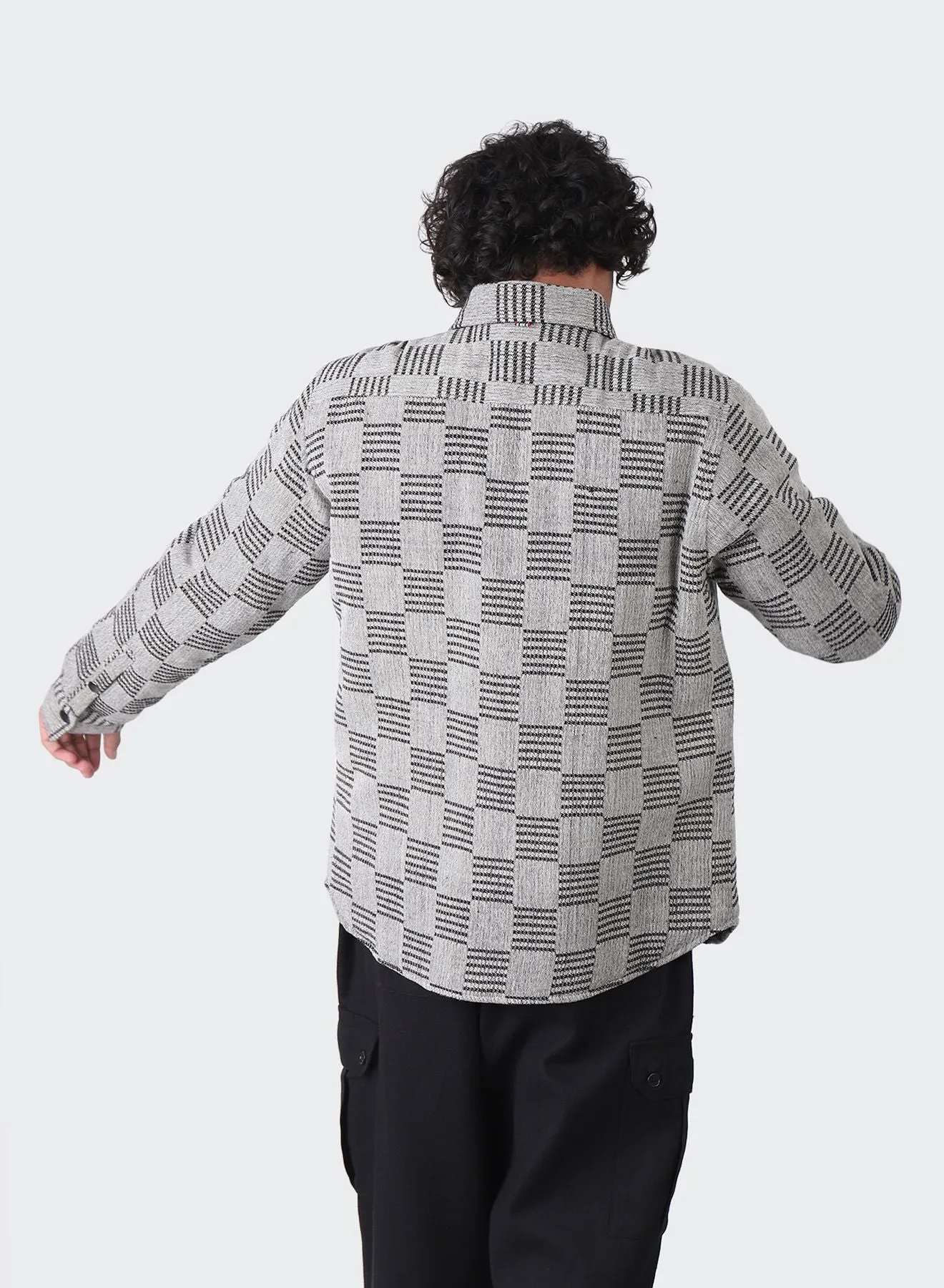 Kardo Black Checkered Woody Cotton Jacquard Jacket