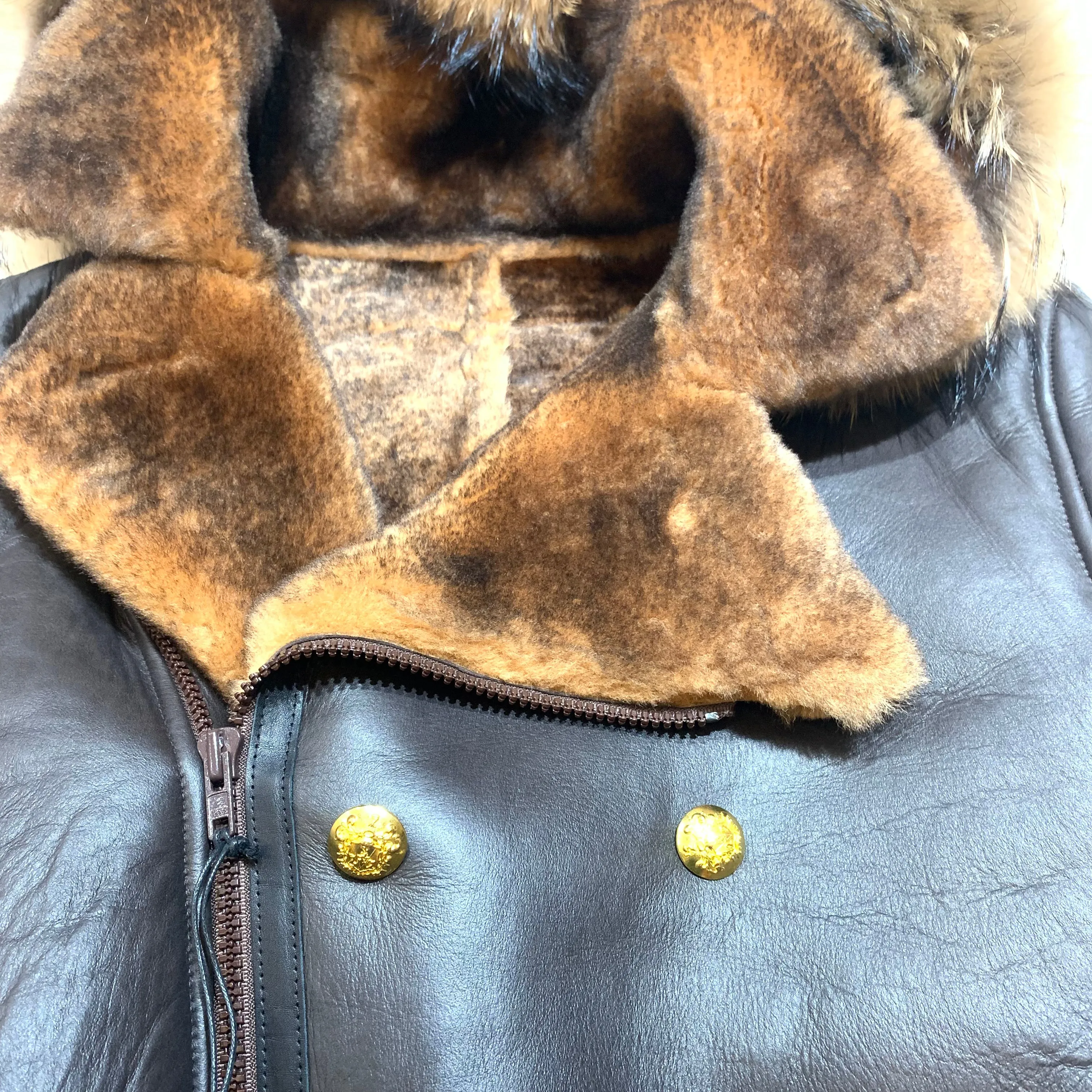 Kashani Brown Double Breast Hooded Fox Shearling Jacket