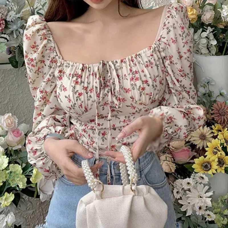 Kawaii Summer Chiffon Slim Crop Tees Blouse in Sweet Pure Color