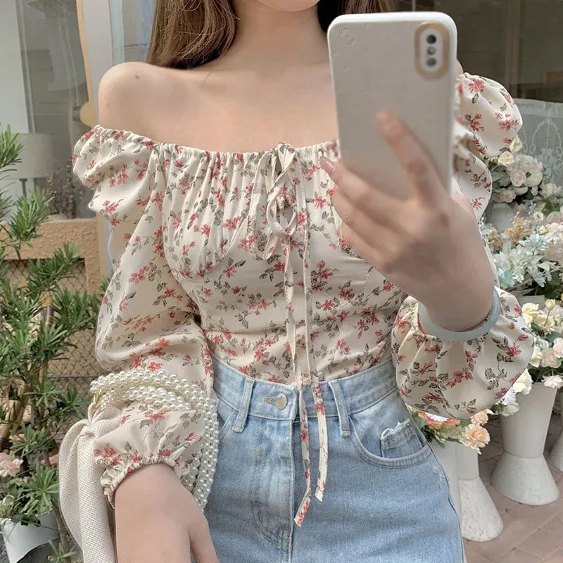 Kawaii Summer Chiffon Slim Crop Tees Blouse in Sweet Pure Color