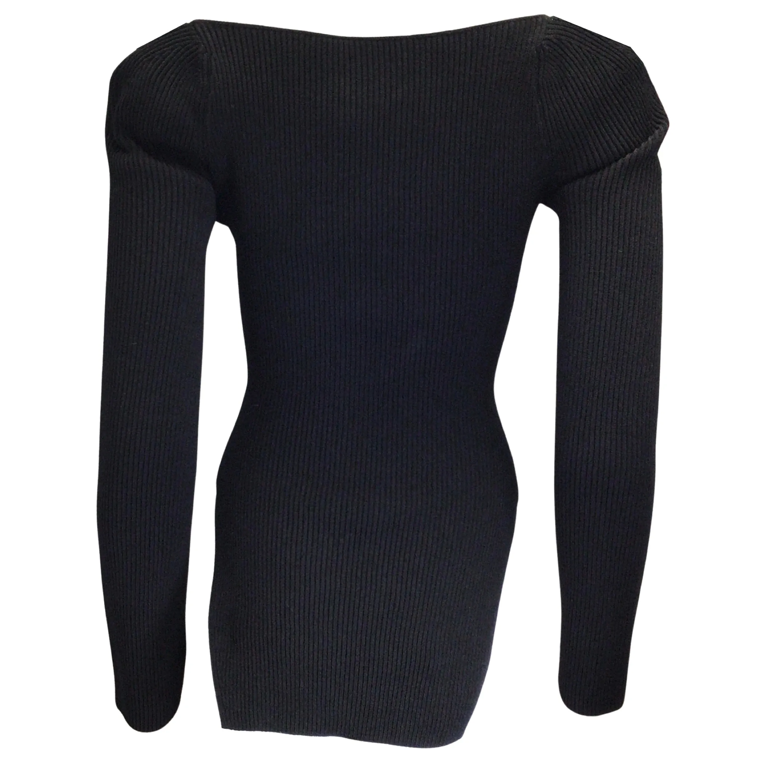 Khaite Maddy Black Long Sleeved Ribbed Knit Sweater