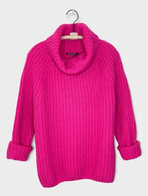 KNITTED HIGHNECK PULLOVER- FUSCHIA