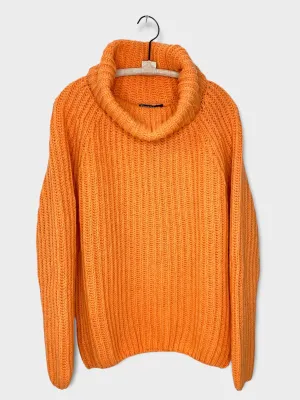 KNITTED HIGHNECK PULLOVER- ORANGE